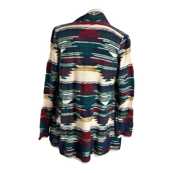 Lucky Brand Aztec‎ Western Native Open Front Long Cardigan Sweater Size Small - Picture 5 of 11